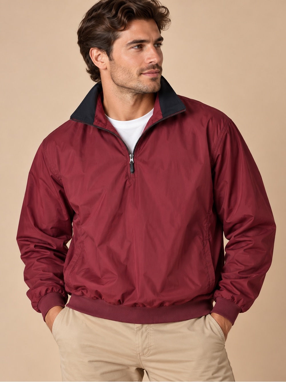 Vintage Outdoor World Golf Apparel XL Burgundy Pullover Windbreaker